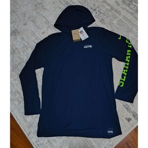 Nike NFL Seattle Seahawks Hooded Long Sleeve Shirt Mens M Blue Team Apparel